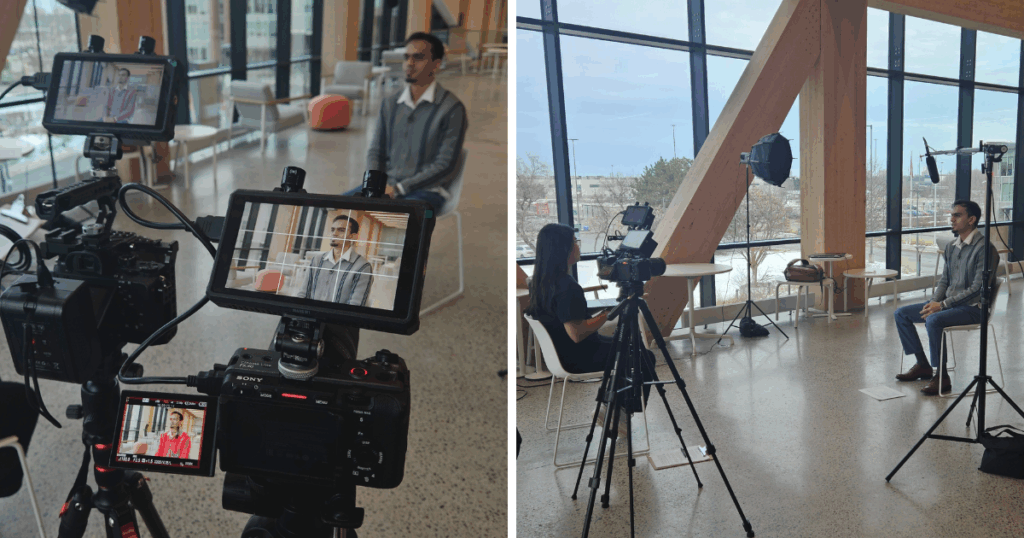 Behind the Scenes: Wireless PNC video shoot on the universal charging solution project collaboration with Centennial College.